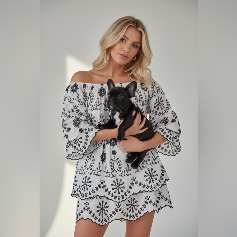 ZARA Trafaluc Collection Mini Dress Off-Shoulder S: XS Boho Coastal Resort